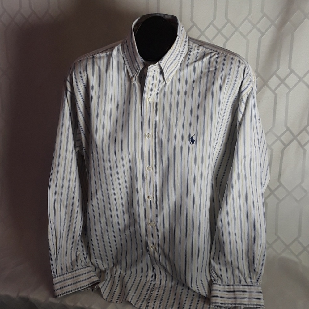 $79 Polo Ralph Lauren Blake yellow blue Shirt Large